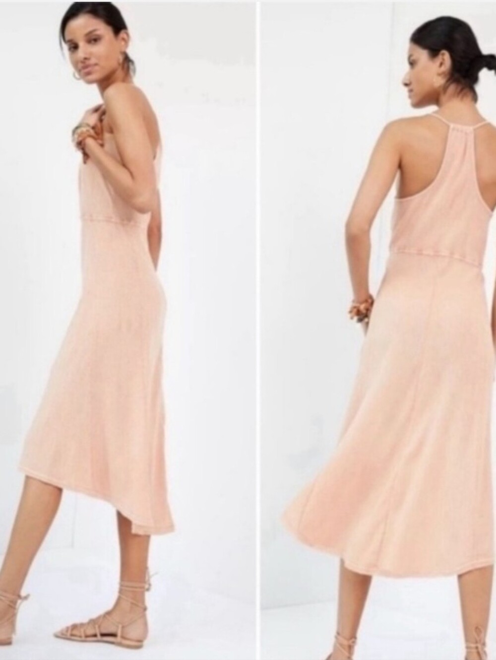 Anthropologie Daily Practice Midi Dress Peach Color Crinkle Gauze athleisure